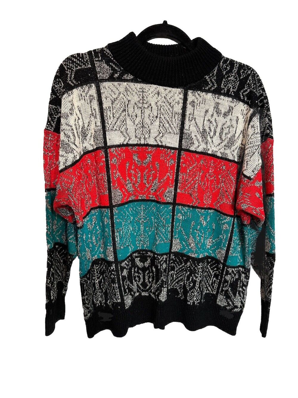 Stefano International Sweater VTG MockNeck Multicolor Size 42 Unisex Made IN USA